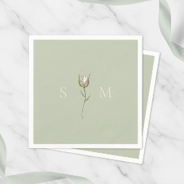 Sage Green Monogram Wedding Servet