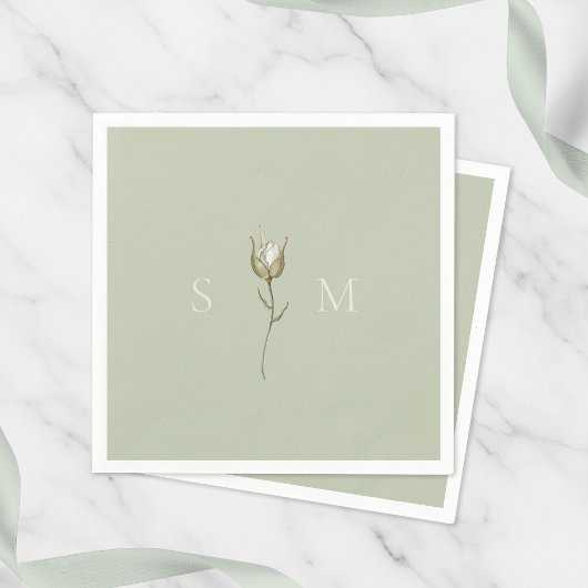 Sage Green Monogram Wedding Servet