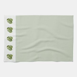 Sage Green Monstera Botanical Decor Minimal Art Theedoek
