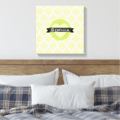Sage Green Moroccan Lattice Pattern Canvas Afdruk (Insitu (Slaapkamer))