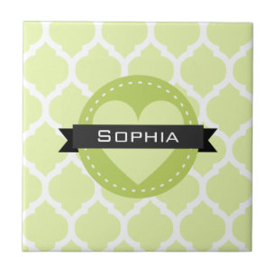 Sage Green Moroccan Lattice Pattern Tegeltje