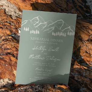 Sage Green Mountain Pine Tree repetitie diner Kaart