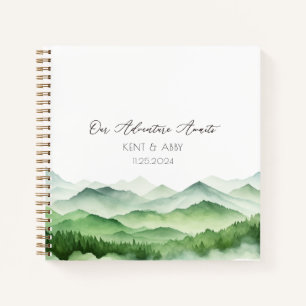 Sage Green Mountain Waterverf bruiloft gastenboek Notitieboek