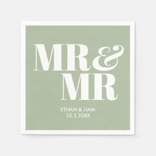 Sage Green MR & MR gepersonaliseerde bruiloft serv Servet