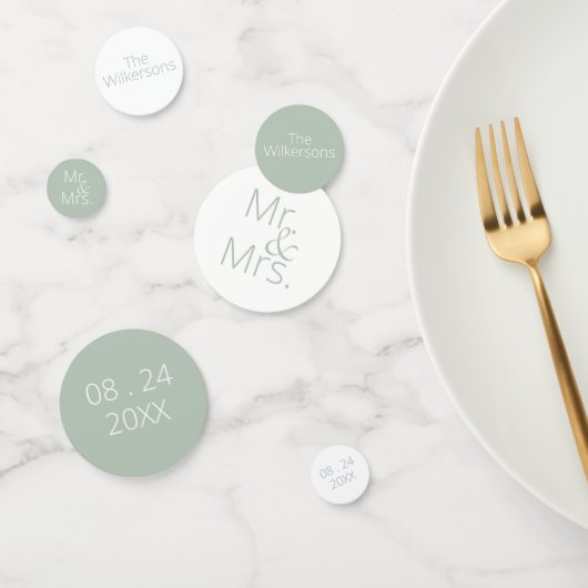 Sage Green Mr & Mrs Wedding Confetti (Groep)