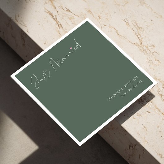 Sage Green net getrouwd bruiloft servetten met nam