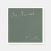 Sage Green net getrouwd bruiloft servetten met nam (Voorkant)