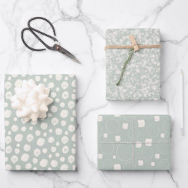 Sage Green Neutral Elegant Chic Abstract Patroon Inpakpapier Vel