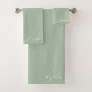 Sage Green Nom Moderne Élégant Monogramme Boho