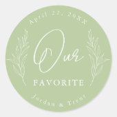 Sage Green Notre Sticker préféré de mariage Favor (Devant)