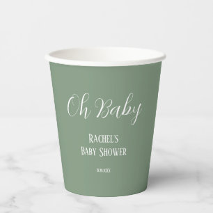 Sage Green Oh Baby Script Schattige Modern Baby sh Papieren Bekers