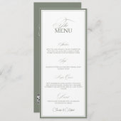 Sage Green Old Money Wedding Red Dinner Menu Card (Devant / Derrière)