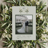 Sage Green Olive Branch Monogram Photo Wedding Save The Date