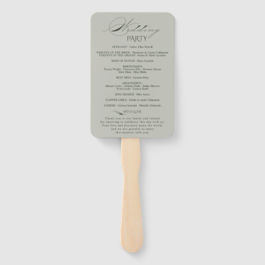Sage Green Olive Branch Monogram Wedding Program  Handwaaier (Achterkant)