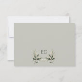 Sage Green Olive Branch Monogram Wedding RSVP Kaartje (Achterkant)