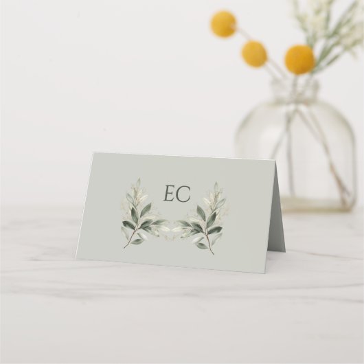 Sage Green Olive Branch Monogram Wedding Table (Achterkant)