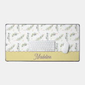 Sage Green Olive Branch Pattern Monogram Name (Clavier et souris)