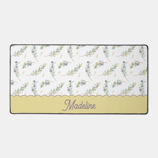 Sage Green Olive Branch Pattern Monogram Name (Recto)