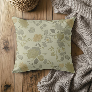 Sage Green Olive Gold Gray Modern Farmhouse Floral Kussen
