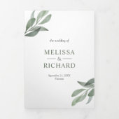 Sage Green Olive Leaves Branch Alles in een bruilo Drieluik Uitnodiging (Cover)