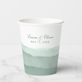 Sage Green Ombre Waterverf Wedding | Shower Papieren Bekers