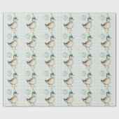 Sage Green One Lucky Duck Ballon Verjaardag Cadeaupapier (Vlak)