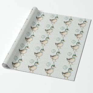 Sage Green One Lucky Duck Ballon Verjaardag Cadeaupapier