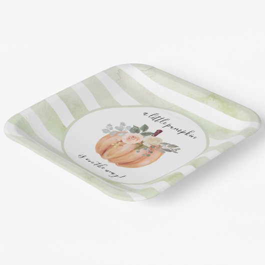 Sage Green Onze kleine pompoen zijn onderweg. Papieren Bordje (Gebogen)