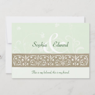 Sage Green Ornamental Frieze Wedding Kaart