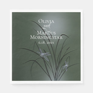 Sage Green Paarse Dragonfly Servet