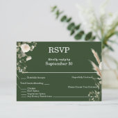Sage Green & Pampas Boho RSVP Kaart (Staand voorkant)