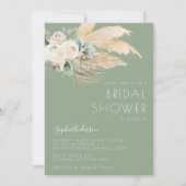 Sage Green Pampas Grass Boho Vrijgezellenfeest Kaart (Voorkant)