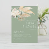 Sage Green Pampas Grass Boho Vrijgezellenfeest Kaart (Staand voorkant)