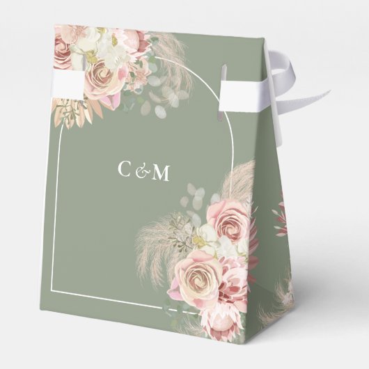 Sage Green Pampas Grass Boho Wedding Box Bedankdoosjes (Achterkant)