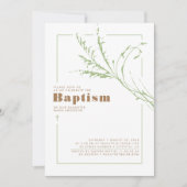 Sage Green Pampas Grass Modern Minimalist Baptisme Kaart (Voorkant)