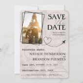 Sage Green Paris Passport Bewaar de datum Save The Date (Achterkant)