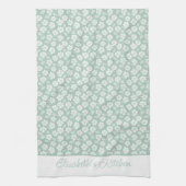 Sage Green Pastel Light Mint Witte Boho Bloemen Theedoek (Verticaal)