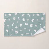 Sage Green Paw Print Hondenhanddoek Handdoek (Handdoek)