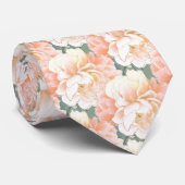 Sage Green Peony Floral Pattern Wedding Stropdas (Opgerold)