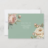 Sage Green Peony Garden Wedding RSVP Card (Achterkant)