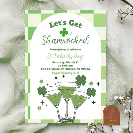 Sage Green Peppy St Patrick's Day Invitation