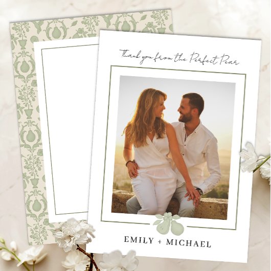 Sage Green Perfect Pear Carte de remerciements pho