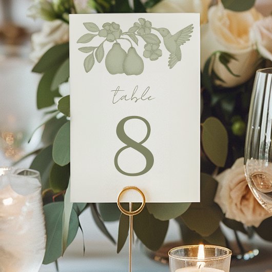 Sage Green Perfect Pear Mariage Numéro de table