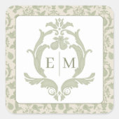 Sage Green Perfect Pear Monogram bruiloft Sticker (Voorkant)