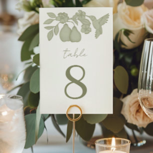 Sage Green Perfect Pear Trouwtafel Nummer Kaart