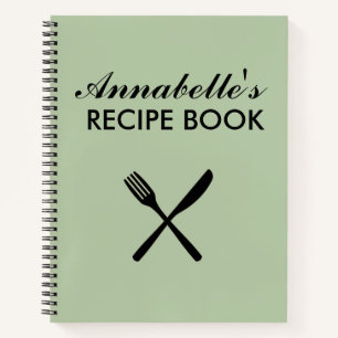 Sage Green Personal Family Recipbook Cookbook Notitieboek