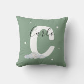 Sage Green Personalized Baby Name Pillow Custom Kussen (Voorkant)