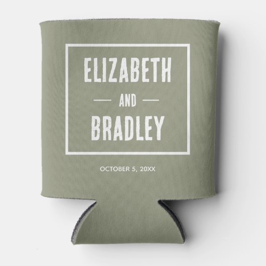 Sage Green Personalized Wedding Blikjeskoeler (Voorkant)