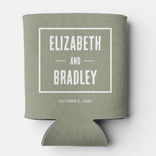 Sage Green Personalized Wedding Blikjeskoeler (Achterkant)