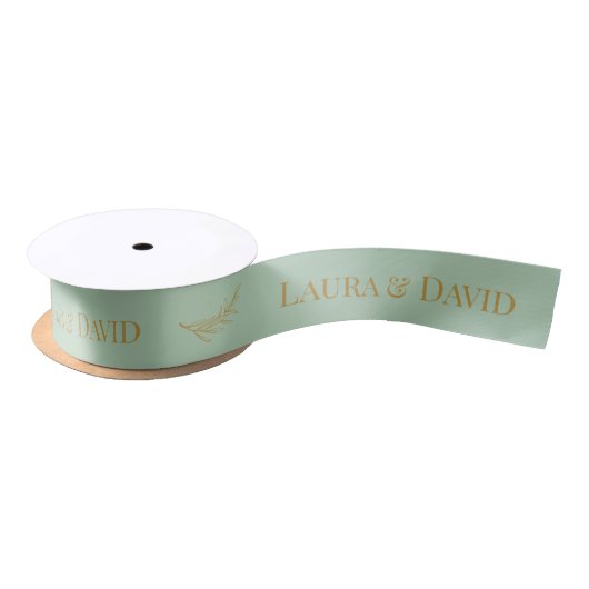 Sage Green Personalized Wedding Gift Ribbon Lint (Spoel)